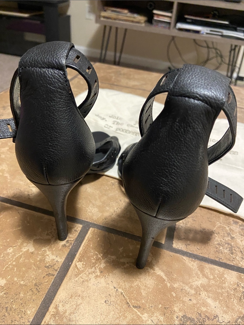Joie Black Laser-Cut Ankle-Strap Heels - Picture 5 of 6